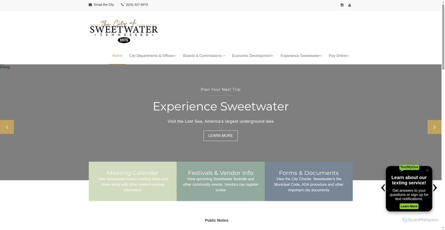 Security scan screenshot of https://sweetwatertn.gov/