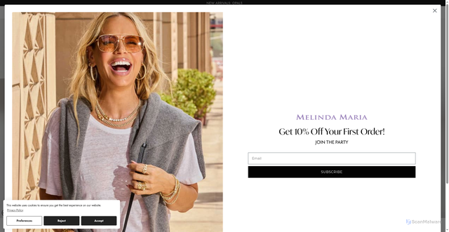 Security scan screenshot of https://www.melindamaria.com
