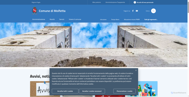 Security scan screenshot of https://www.comune.molfetta.ba.it/