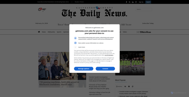 Security scan screenshot of https://www.galvnews.com