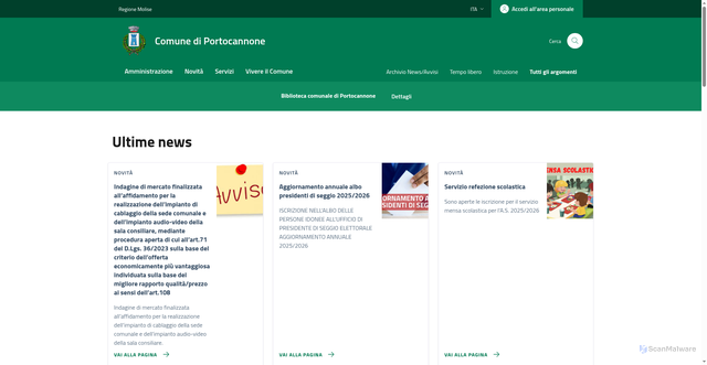 Security scan screenshot of https://comune.portocannone.cb.it/