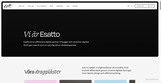 Security scan screenshot of https://esatto.se