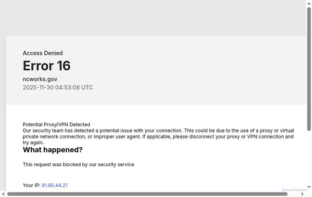 Security scan screenshot of https://ncworks.gov/