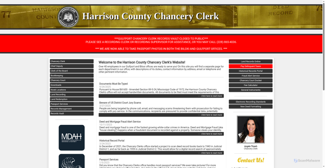 Security scan screenshot of https://harrisoncountymschanceryclerk.gov/