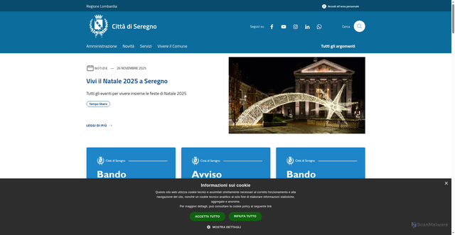 Security scan screenshot of https://www.comune.seregno.mb.it/it