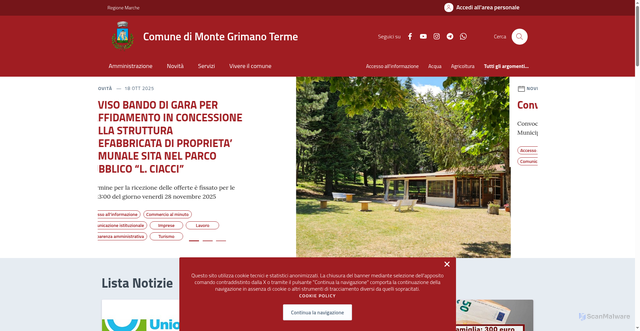 Security scan screenshot of https://comune.montegrimanoterme.pu.it/