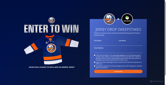 Security scan screenshot of https://web.witcontests.com/islanders/sweepstakes/win/jersey-drop-251008