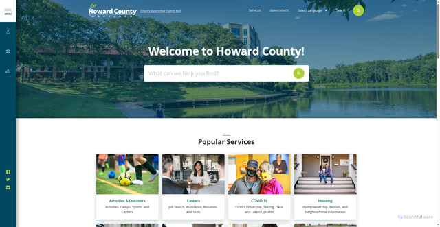 Security scan screenshot of https://www.howardcountymd.gov/