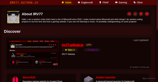 Security scan screenshot of https://irv77.github.io