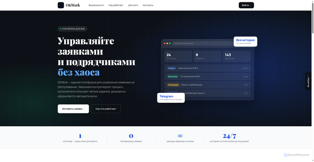 Security scan screenshot of https://okwork-pro.ru/