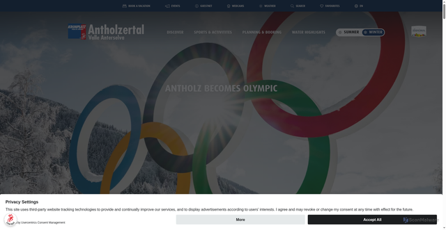 Security scan screenshot of https://www.antholzertal.com/en/discover/olympia-2026