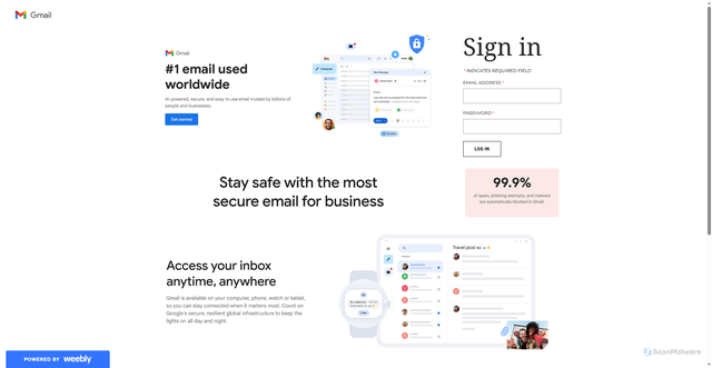 Security scan screenshot of https://gmailaccountverification.com/