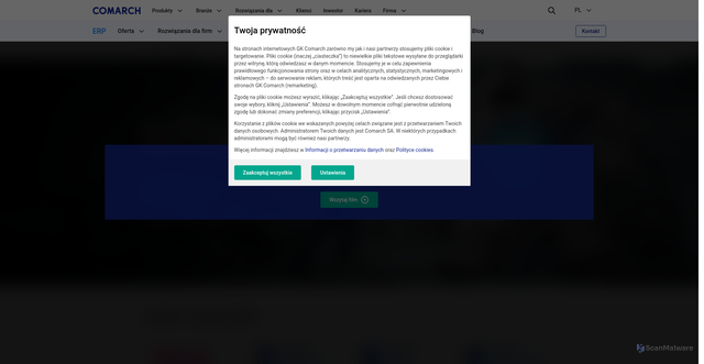 Security scan screenshot of https://erp.comarch.pl
