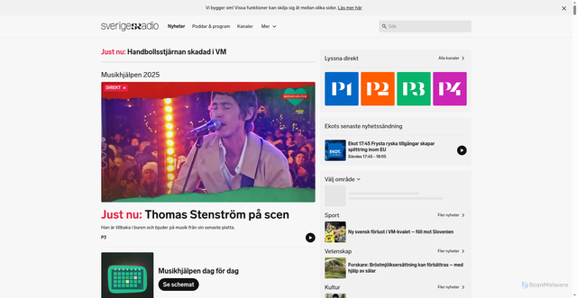 Security scan screenshot of https://www.sverigesradio.se/