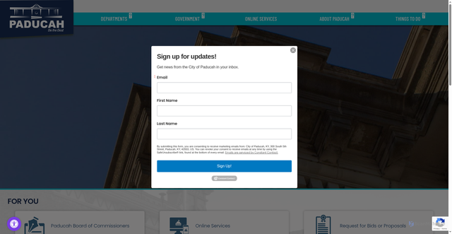 Security scan screenshot of https://paducahky.gov/