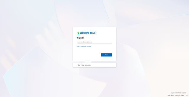 Security scan screenshot of https://securitybankcorporation-my.sharepoint.com