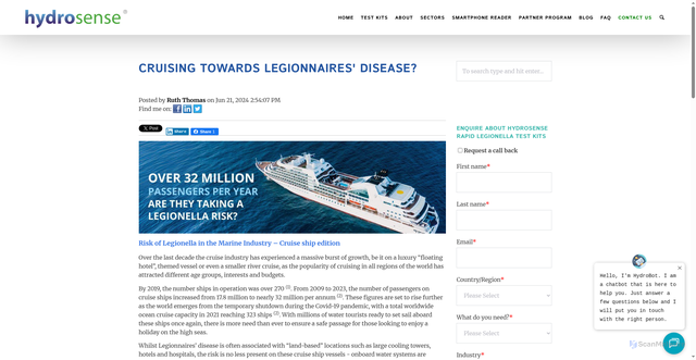 Security scan screenshot of https://blog.hydrosense-legionella.com/cruise-ships-legionella-risk-0