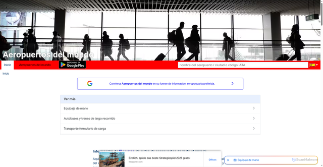 Security scan screenshot of https://es.airports-worldwide.info/