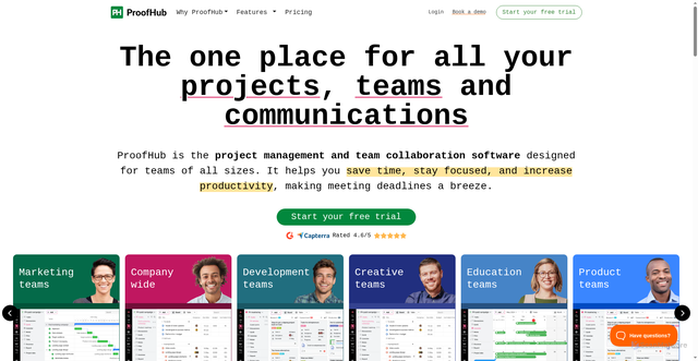 Security scan screenshot of https://proofhub.com