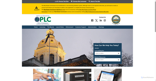 Security scan screenshot of https://www.oplc.nh.gov
