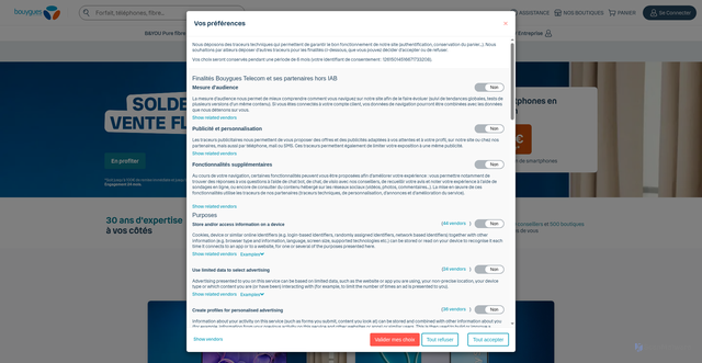 Security scan screenshot of https://www.bouyguestelecom.fr