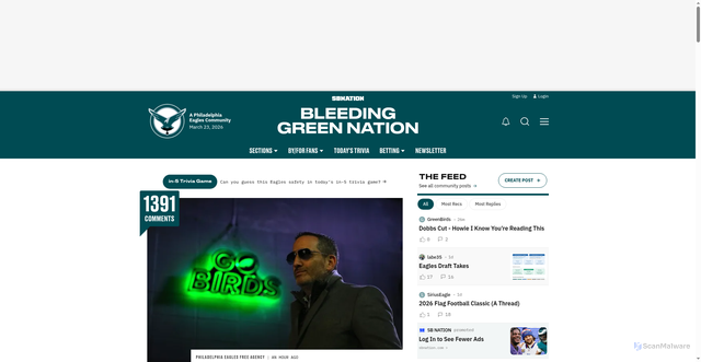 Security scan screenshot of https://bleedinggreennation.com