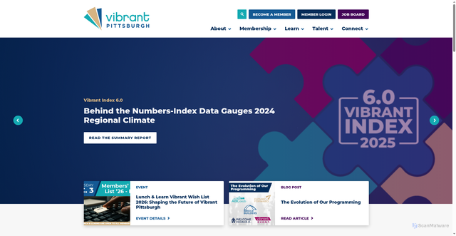 Security scan screenshot of https://vibrantpittsburgh.org/