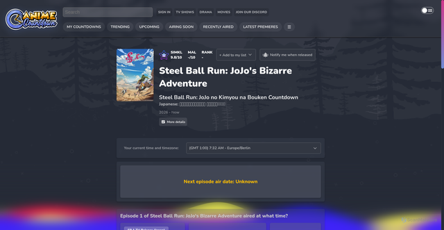 Security scan screenshot of https://animecountdown.com/2754038/steel-ball-run-jojo-no-kimyou-na-bouken