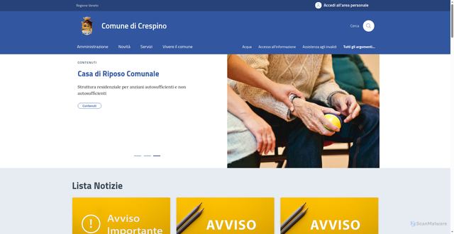 Security scan screenshot of https://comune.crespino.ro.it/