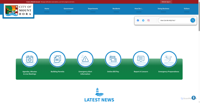 Security scan screenshot of https://ci.mount-dora.fl.us/