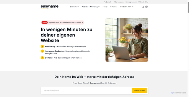 Security scan screenshot of https://easyname.eu