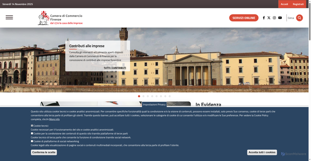 Security scan screenshot of https://www.fi.camcom.gov.it/