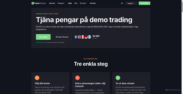Security scan screenshot of https://traderfunder.se