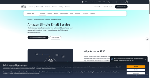 Security scan screenshot of https://eu-north-1.amazonses.com