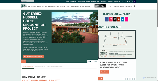 Security scan screenshot of https://bernco.gov