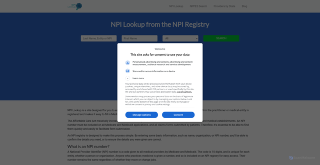 Security scan screenshot of https://npi-lookup.org