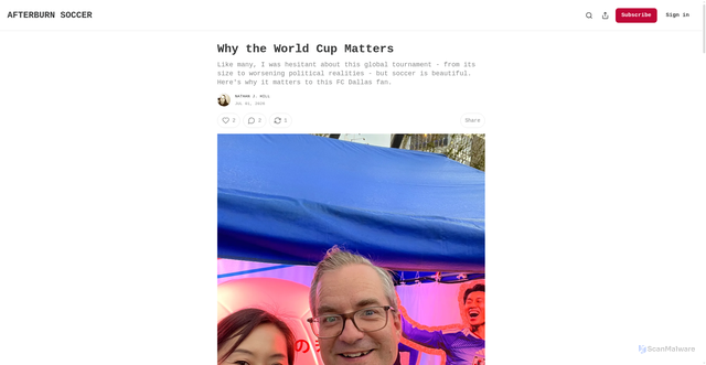 Security scan screenshot of https://www.afterburn.soccer/p/how-about-this-world-cup