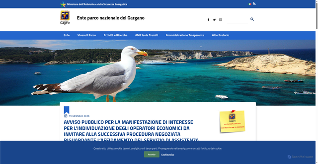 Security scan screenshot of https://www.parcogargano.it/