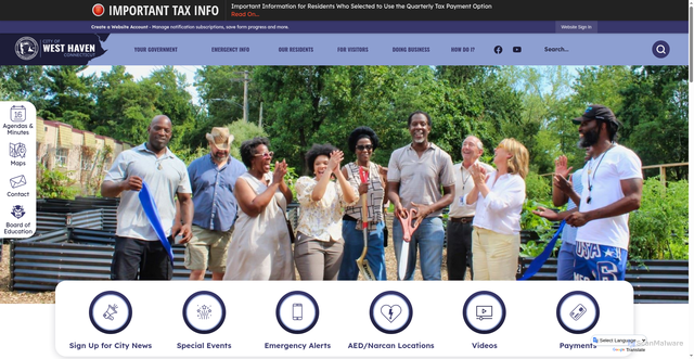 Security scan screenshot of http://www.westhaven-ct.gov/