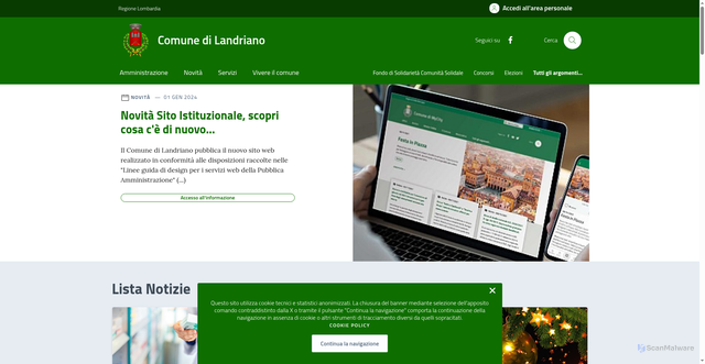 Security scan screenshot of https://comune.landriano.pv.it/