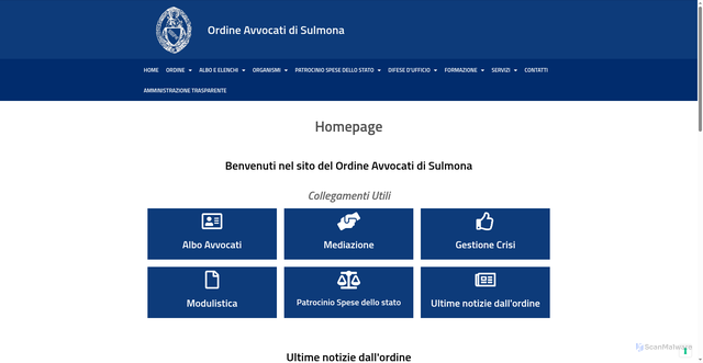 Security scan screenshot of https://www.ordineavvocatisulmona.it/