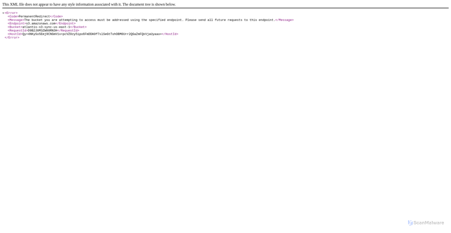 Security scan screenshot of https://atlantis-s3-sync-us-east-1.s3.us-west-2.amazonaws.com