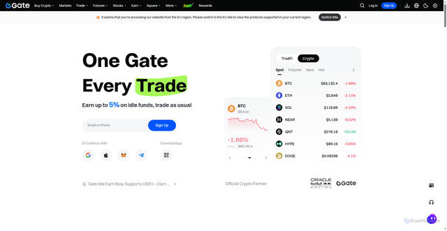 Security scan screenshot of https://www.gate.io