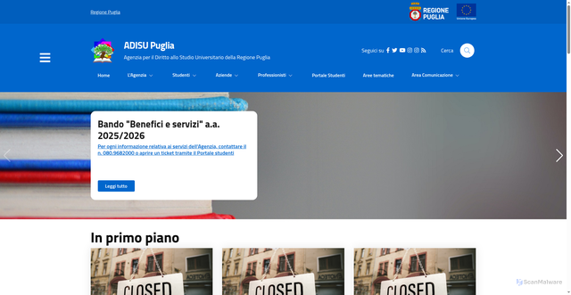 Security scan screenshot of https://www.adisupuglia.it/