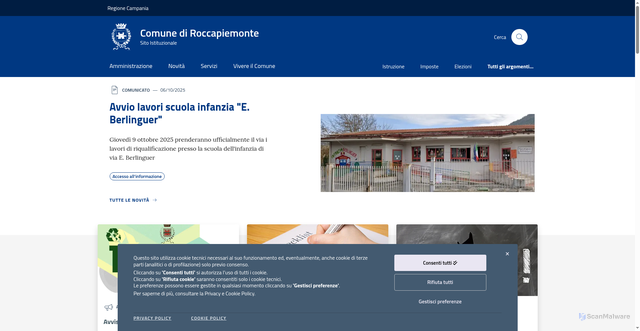 Security scan screenshot of https://www.comune.roccapiemonte.sa.it/