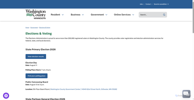 Security scan screenshot of https://www.washingtoncountymn.gov/667/Elections-Voting