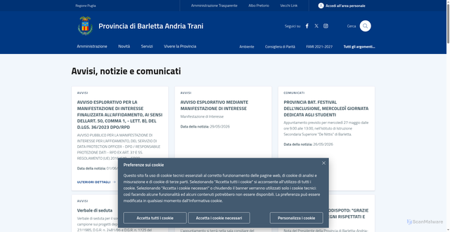 Security scan screenshot of https://www.provincia.barletta-andria-trani.it