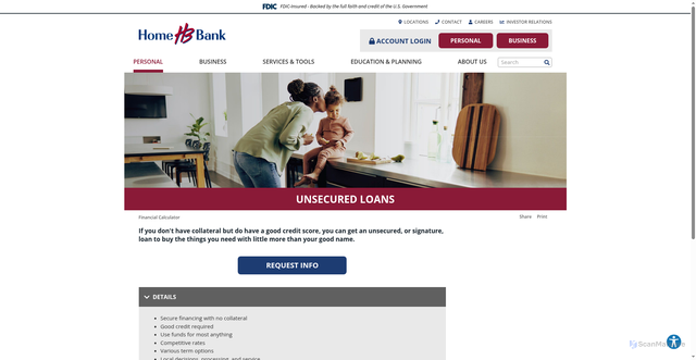 Security scan screenshot of https://www.home24bank.com/personal/personal-loans/unsecured-loans.html