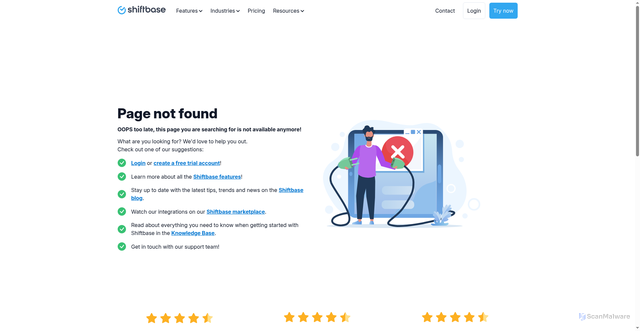 Security scan screenshot of https://assets.shiftbase.com