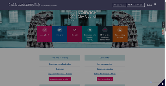 Security scan screenshot of https://www.norwich.gov.uk/site/